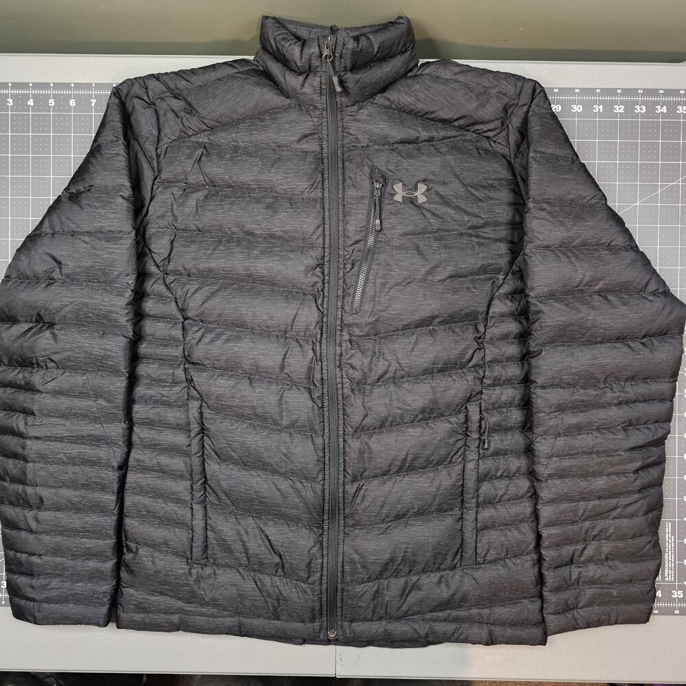 Under Armour Down Jacket Womens Medium Black Heather Reactor Quilted Nylon